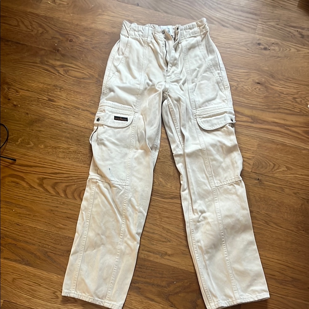 (Urban Outfitters) BDG High Waisted Cream Cargo Pants